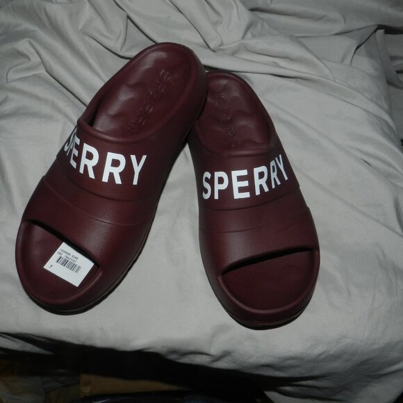 Sperry Men's float Zero Water Absorption Slide Sandals BURGUNDY 🆕NWT🏃♀️💨⚡🚚 - Picture 2 of 16